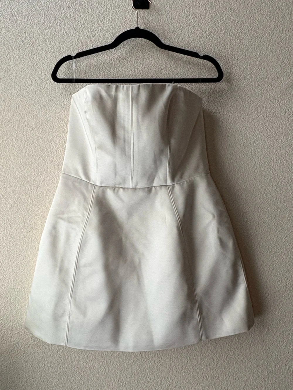 Oh Polly Haisley Bandeau Structured Tulip Mini Dress in Ivory
